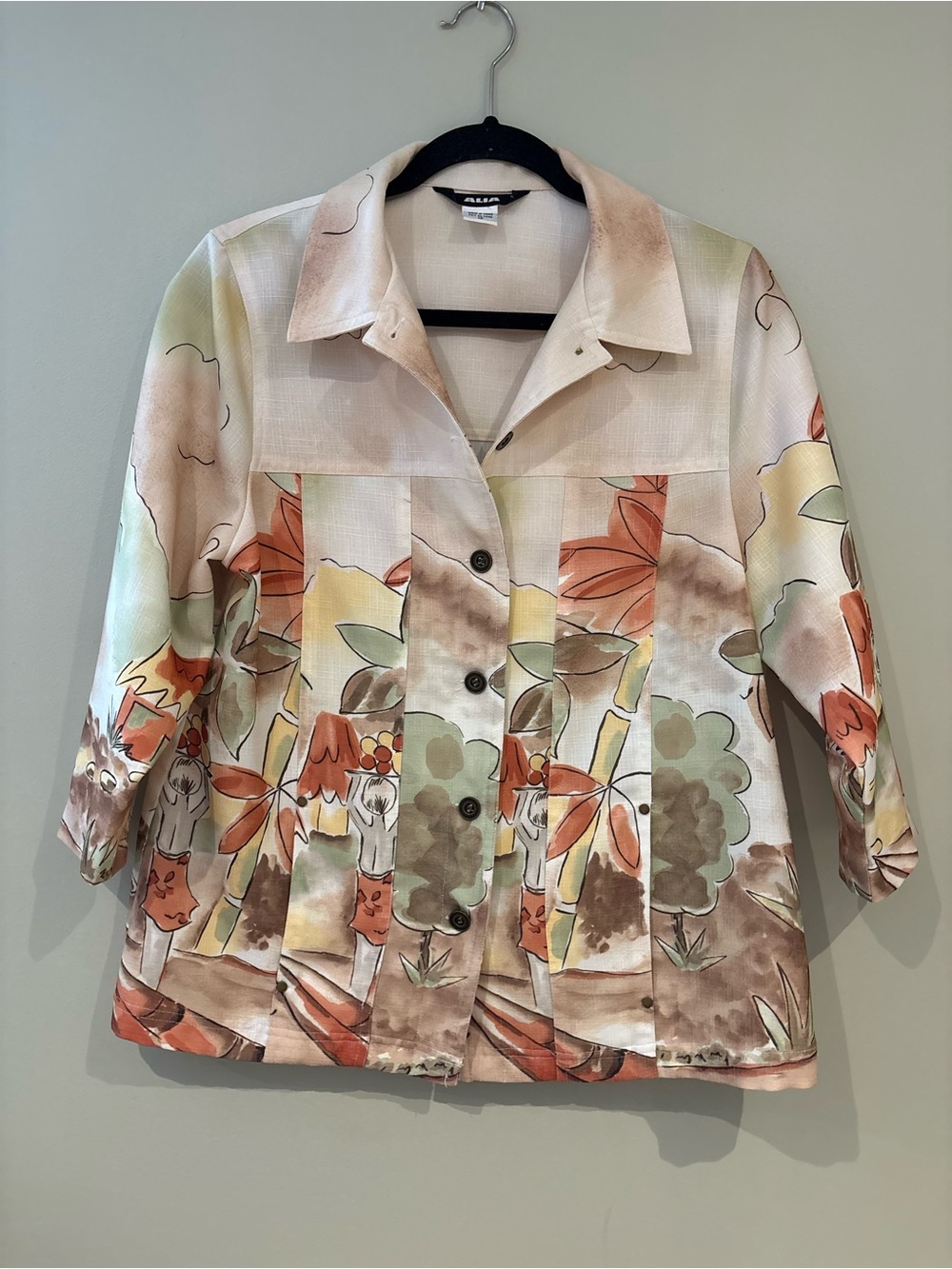 Women's Floral Watercolor Button-Front Jacket - Multicolor